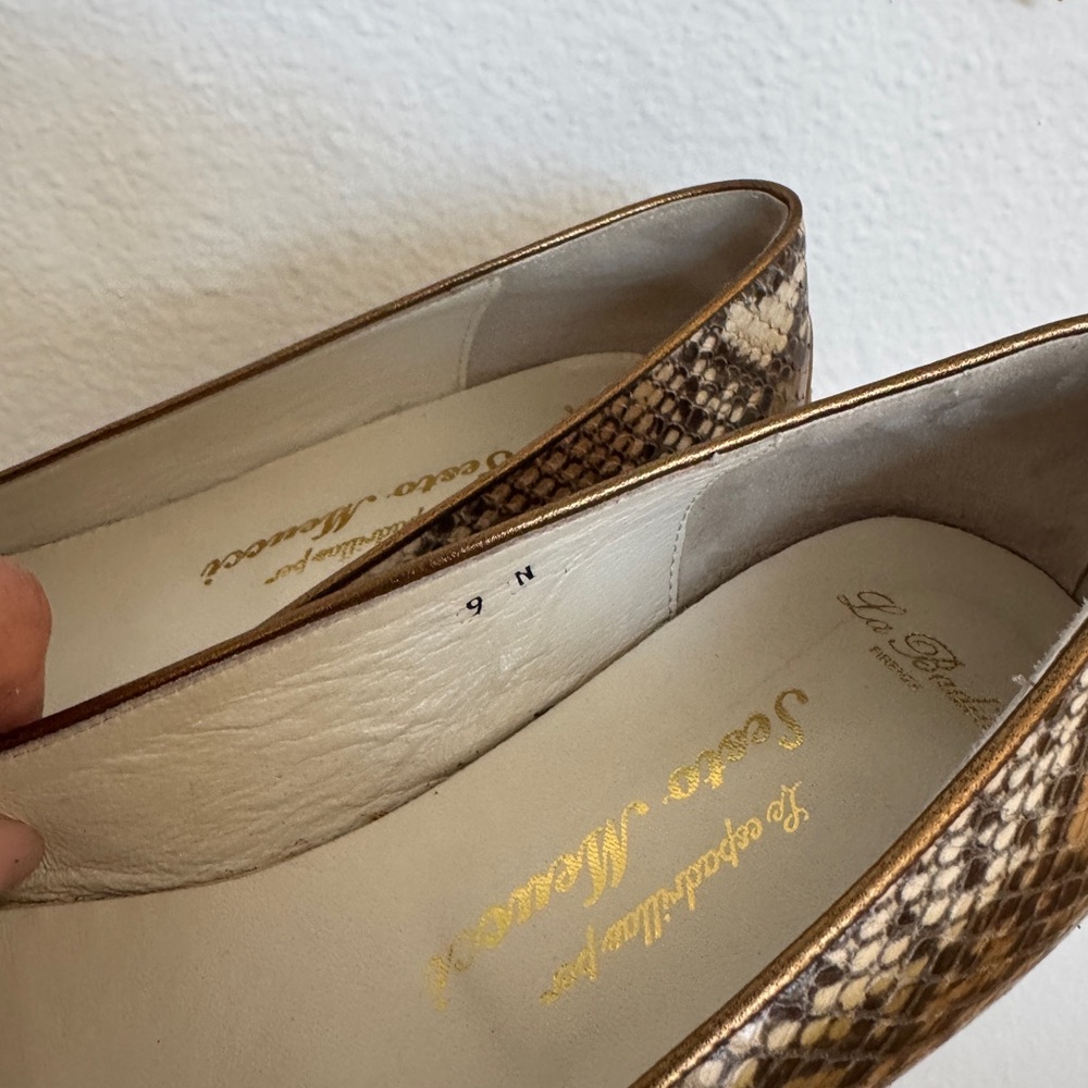 Sesto Meucci Brown Snakeskin Tassel Loafers - Picture 5 of 6